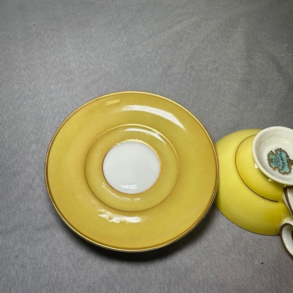 Sango China Cup and Saucer Yellow Floral Gold Trim Made in‎ Occupied Japan VTG